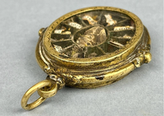 18TH CENTURY GOLDEN BRONZE RELIQUARY~ 12 RELICS~