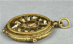 18TH CENTURY GOLDEN BRONZE RELIQUARY~ 12 RELICS~