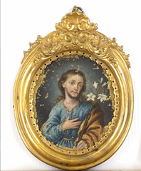 St. Joseph Oil on Brass, probably Germany