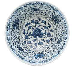 Bowl, Porcelain, 19th Century China, Decorated with floral motifs and dragons.