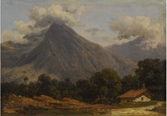 Gros, Jean-Baptiste Louis (1793-1870); "Vue d'habitation au pied d'un volcan"