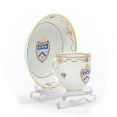 Coffee Cup and Saucer, Qianlong c.1780, arms of Stevenson, initials A.S.