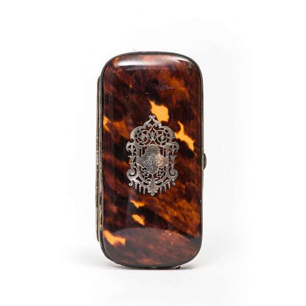 Faux Tortoiseshell and Silver Cigarette Case