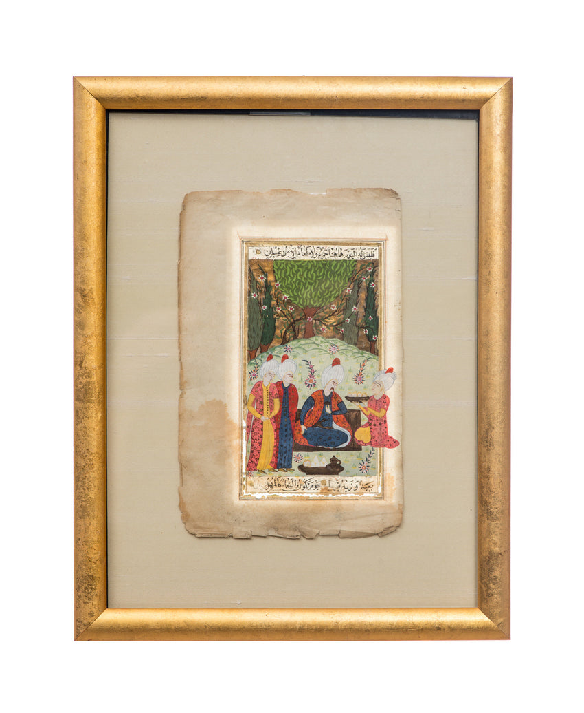 Antique Ottoman Turk, framed page of a book, c.1840