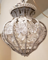 Bead and Crystal Light Fixture, Early 20th Century English