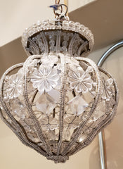 Bead and Crystal Light Fixture, Early 20th Century English