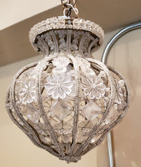 Bead and Crystal Light Fixture, Early 20th Century English