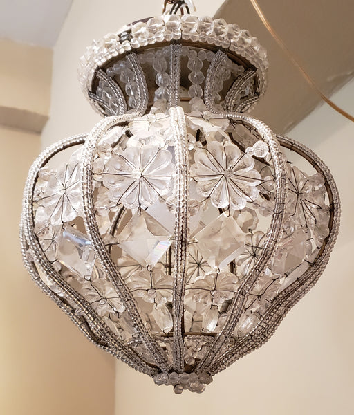 Bead and Crystal Light Fixture, Early 20th Century English