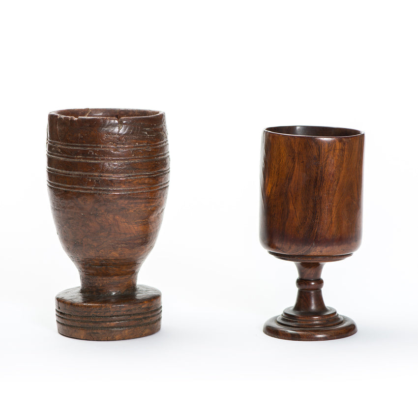 Antique Wooden Foot Cup and Mortar (lot of 2)