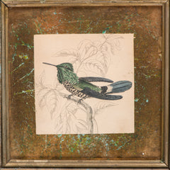 Bird Print in a Beautiful Reverse Gold Leaf Glass Frame