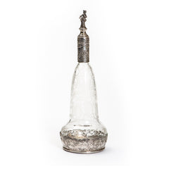 Etched Crystal and Silver Plated Perfume Bottle