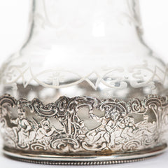 Etched Crystal and Silver Plated Perfume Bottle