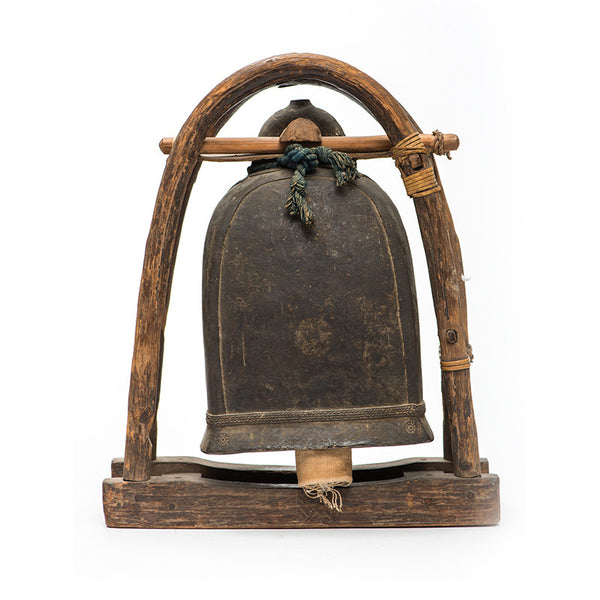 Thai Elephant Bell, Cloth Bound Clapper and Wooden Frame