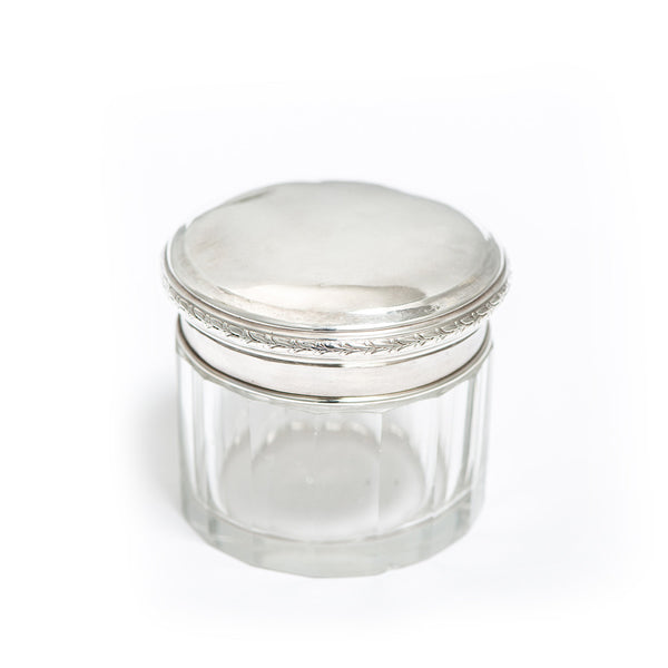 Lead Crystal and Sterling Silver Lid Vanity Container