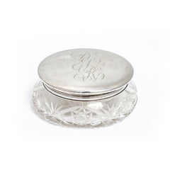 Etched Crystal Sterling Top Vanity Container (DGR)