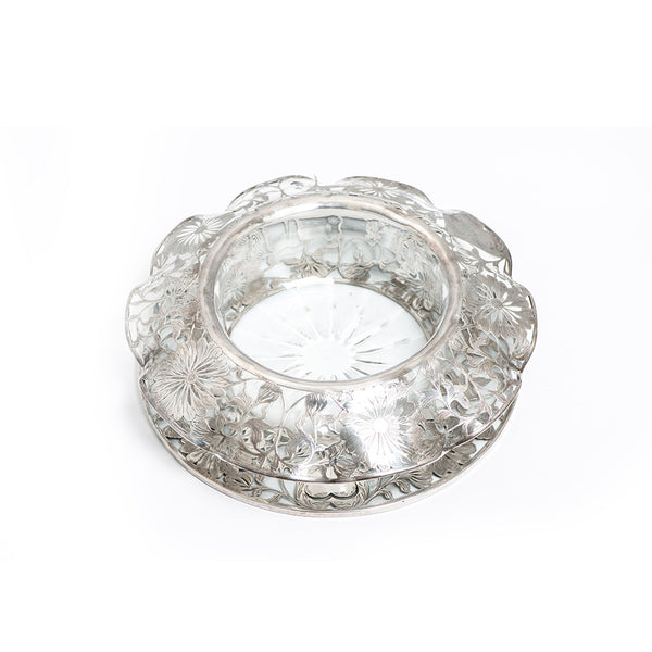 1930's Sterling Silver applied to Crystal Centerpiece