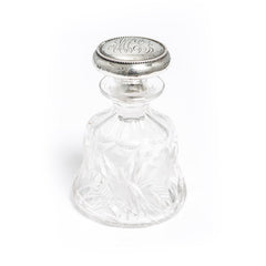 Etched Crystal Perfume Bottle, Sterling Silver Top "MCG"