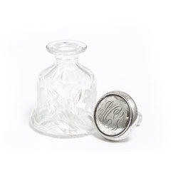 Etched Crystal Perfume Bottle, Sterling Silver Top "MCG"