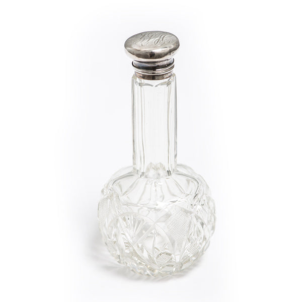 Etched Crystal and Sterling Silver Budoir Jar