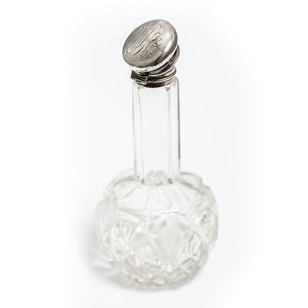 Etched Crystal and Sterling Silver Budoir Jar