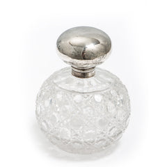 Etched Lead Crystal Vanity Container Silver Top