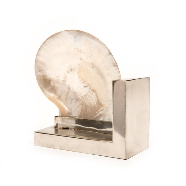 Book end, Silver Mounted Mother of Pearl Shell