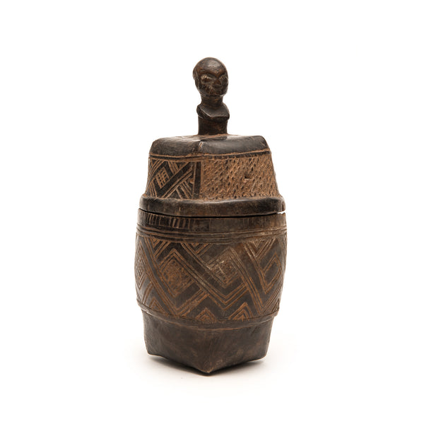 KUBA CEREMONIAL CUP WITH LID CARVED D. R. OF CONGO, AFRICA