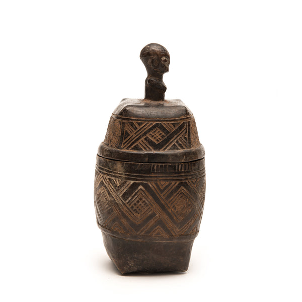 KUBA CEREMONIAL CUP WITH LID CARVED D. R. OF CONGO, AFRICA