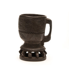 KUBA CEREMONIAL CUP CARVED WOOD D. R. OF CONGO, AFRICA