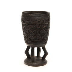 KUBA CEREMONIAL CUP CARVED WOOD D. R. OF CONGO, AFRICA