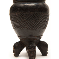 KUBA CEREMONIAL CUP CARVED WOOD, FOUR FEET, D. R. OF CONGO, AFRICA