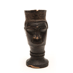 KUBA CEREMONIAL CUP, D. R. OF CONGO, AFRICA, One Male Head, One Handle, One Stand