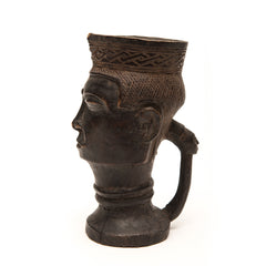 KUBA CEREMONIAL CUP, D. R. OF CONGO, AFRICA, One Male Head, One Handle, One Stand