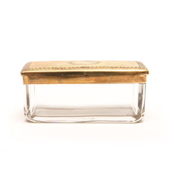 Rectangular Box, Crystal with Gold Plated Lid