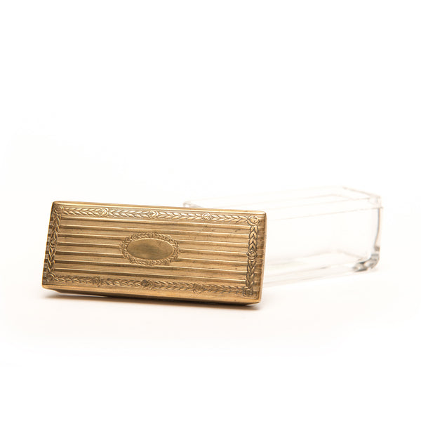 Rectangular Box, Crystal with Gold Plated Lid