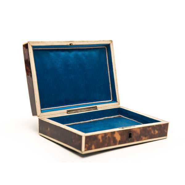 Needlework Case, faux tortoiseshell, bone and Sterling Silver