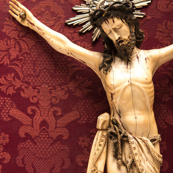 Christ on the Cross, Philippines, On Red Brocade