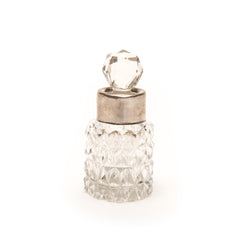 Perfume Bottle, Etched Crystal and Sterling Silver