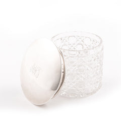 Vanity Jar, Etched Crystal and Sterling Silver