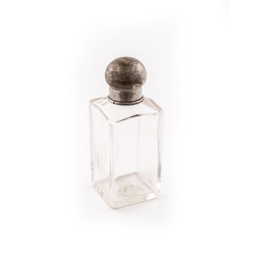 Perfume Bottle, Crystal and Sterling Silver Top