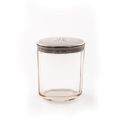 Vanity Oval Container, Crystal and Sterling Silver,