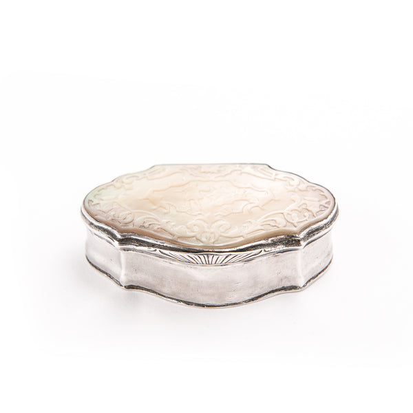 Mother of Pearl and Sterling Silver Snuff Box