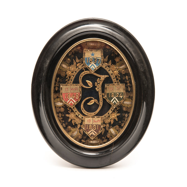 Reliquary, French, Black Frame, 19th Century "J"