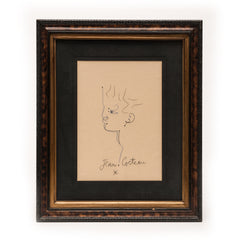 Cocteau, Jean; Original Signed Crayon Drawing  Title "Antinous" 1957