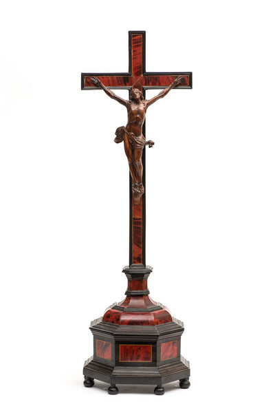 Christ (walnut) on Tortoiseshell veneered Cross and Stand