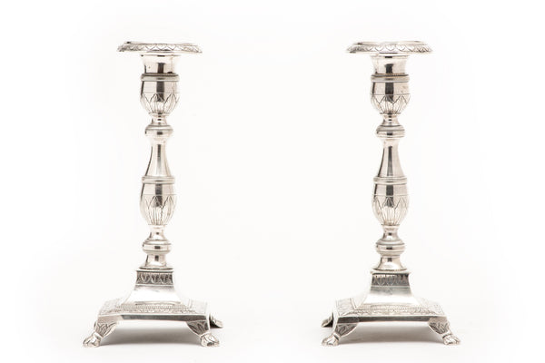 Sterling Silver Candleholders, 19th Century Portuguese