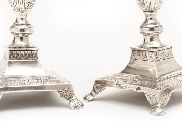 Sterling Silver Candleholders, 19th Century Portuguese