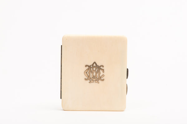 Card Case, Bone with Gold Monogram "RMC"