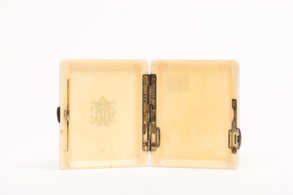 Card Case, Bone with Gold Monogram "RMC"