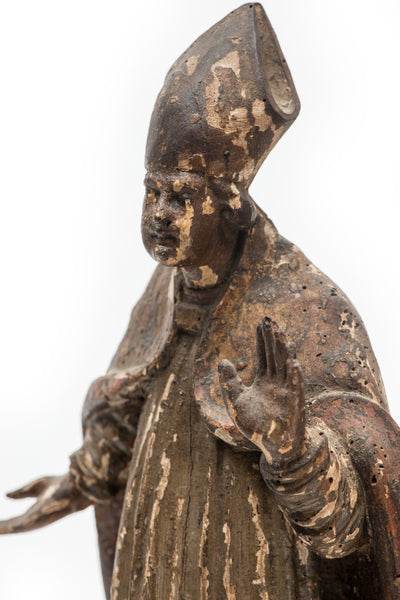 19th Century Italian Carved Wood Santo